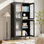 Armoire de rangement classique en métal avec 4 portes en verre et 4 tablettes