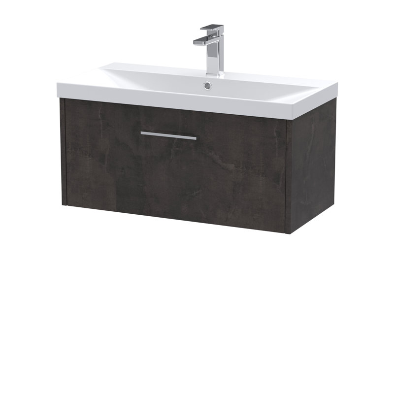 Juno 800mm Single Bathroom Vanity with Integrated Vitreous China Basin, Metallic Slate