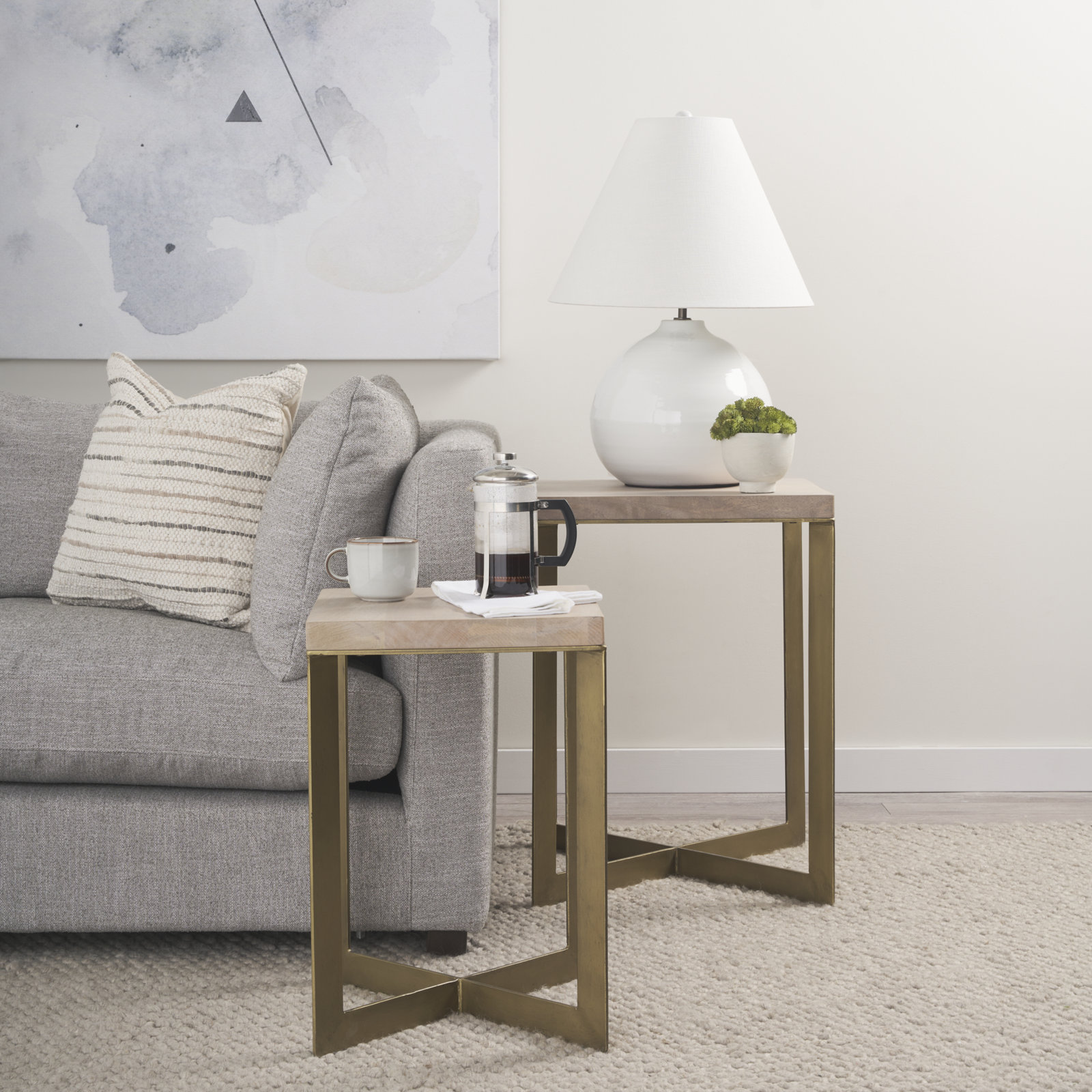 Tulane Solid Wood End Table, Antiqued/Light Brown