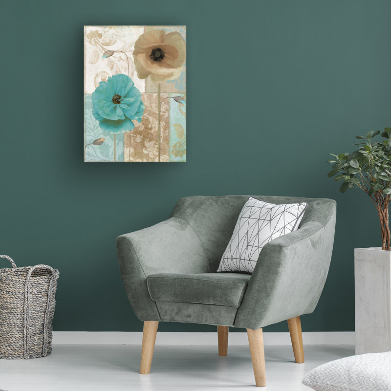 Art sur toile, "Sasha Beach Poppies I", H 19 po x l 14 po