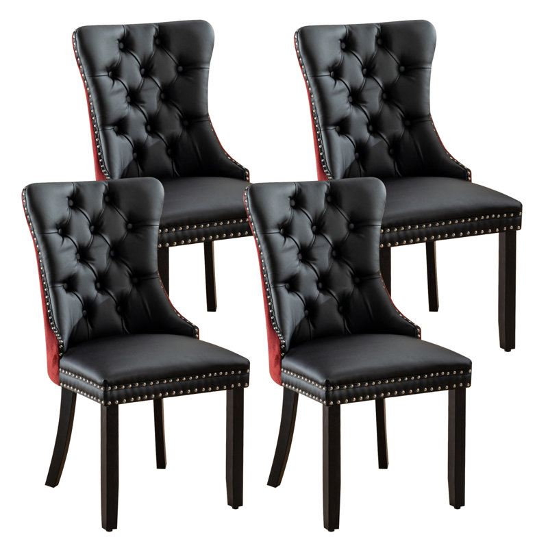 Chaises de salle à manger capitonnées Kilee, Noir / rouge