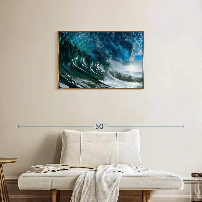 Vague scintillante, Cadre flottant doré, 31 po x 21 po