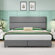 47.6" Linen Upholstered Bed Frame With Height Adjustable Headboard & 2 Drawers