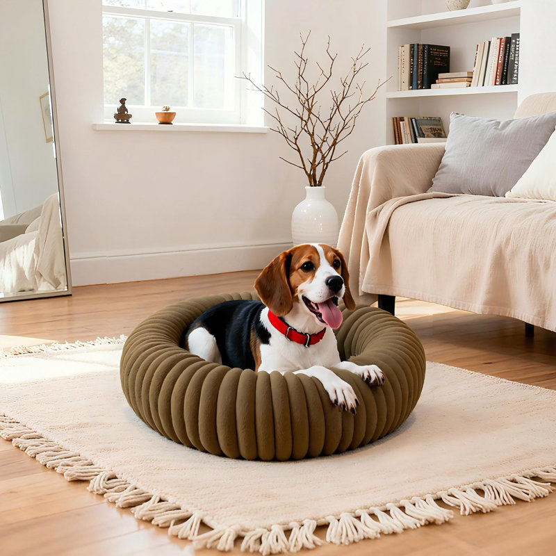 Lit pour chien Calming Donut, Moyen (H 7 po x l 30 po x P 30 po), Tanné