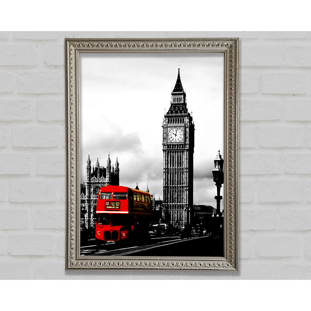 London Big Ben Roter Bus B N W - Druck