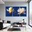 Magnolia fleurs de magnolia sur fond bleu, ensemble de 3 impressions sur toile-404838298