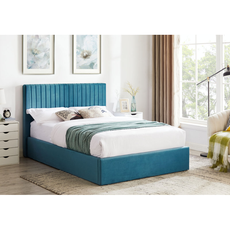 Bantry Upholstered UK Double - DE 135 X 190 Cm Ottoman Storage Bed, Teal