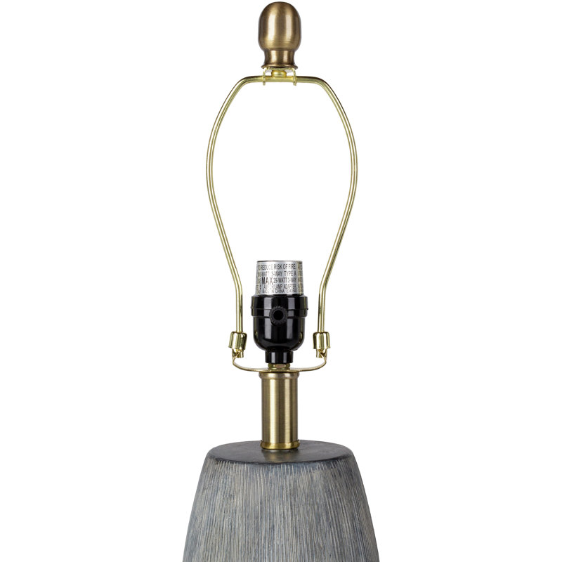 Gray Ceramic Table Lamp with White Linen Shade