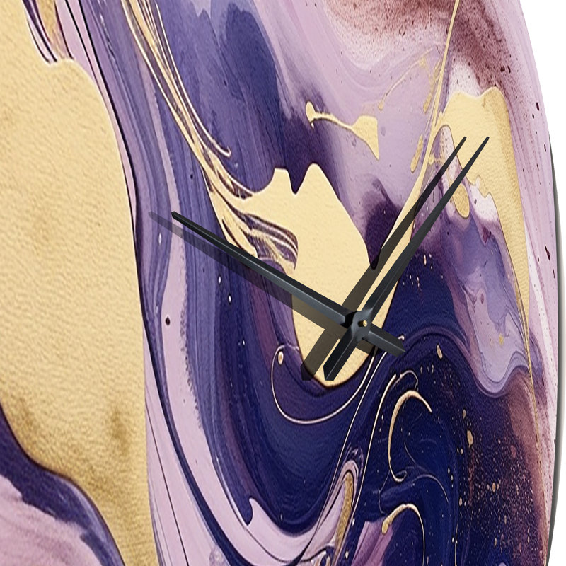 Horloge murale mauve et dorée Strokes I, Grand
