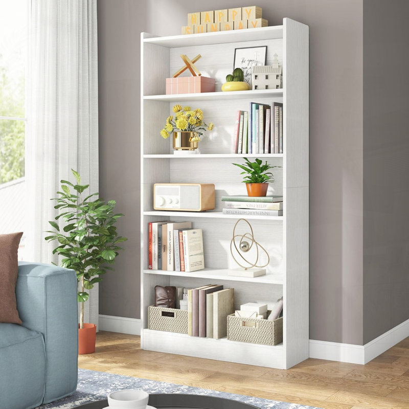Six-Tier Modern Library Bookshelf Storage Organizer, White
