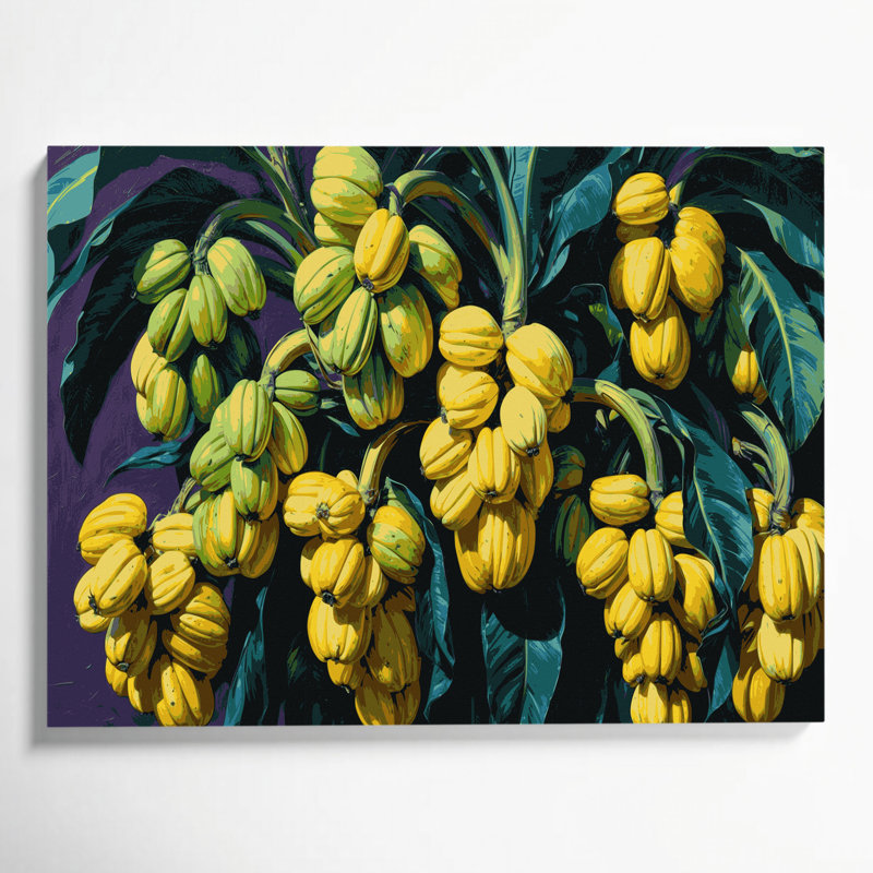 Fruit Plantain Gray Canvas Wall Art, 11" H x 14" W