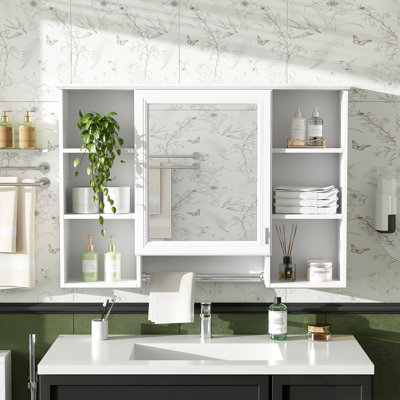 3-In-1 Bathroom Mirror Cabinet, Wall Mounted With Adjustable Shelf, Soft Close Door, And High-Definition Mirror For Storage And Vanity