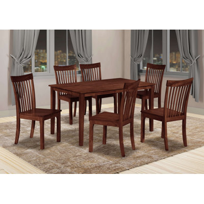 Ensemble de salle à manger en bois avec table rectangulaire et six chaises