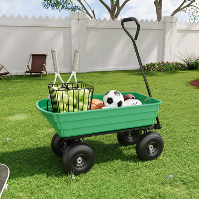 1200 LB Poly Dump Cart, Heavy Duty Yard Wagon with No-Flat Tires & Rotating Handle, Rust-Proof for Garden, Landscaping
