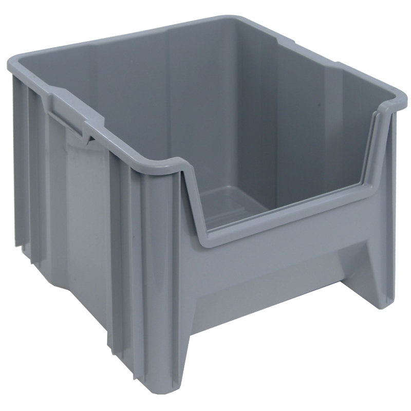 Container, stacking, 17-1/2" x 16-1/2" x 12-1/2", injection molded high density polypropylene, six 1/4" drill hole pattern on bottom allows for easy hole insertion for drainage and air circulation, Made in USA, case of 2
