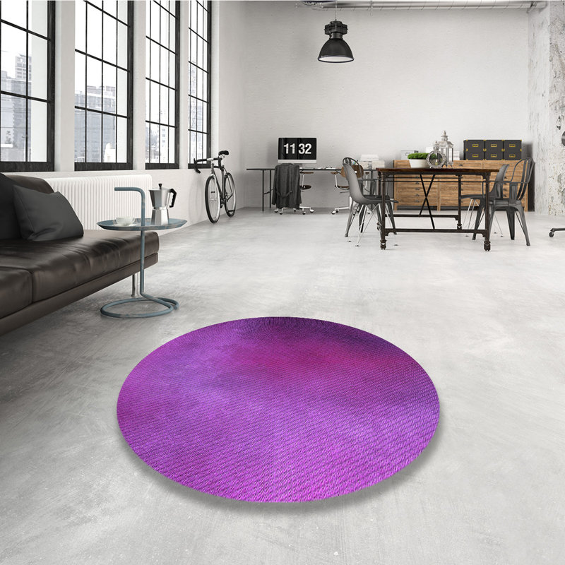 Tapis 100% à motif lavable à la machine 2989 474-PUR, Rond 5 pi