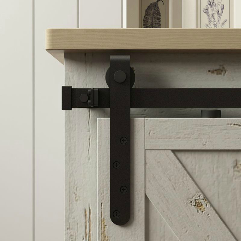 Solid Steel Mini Sliding Rolling Barn Door Hardware Kit for Double Wood Doors