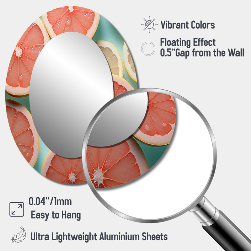 Grapefruit Gradient - Miroir mural ovale traditionnel, 40 po x 30 po