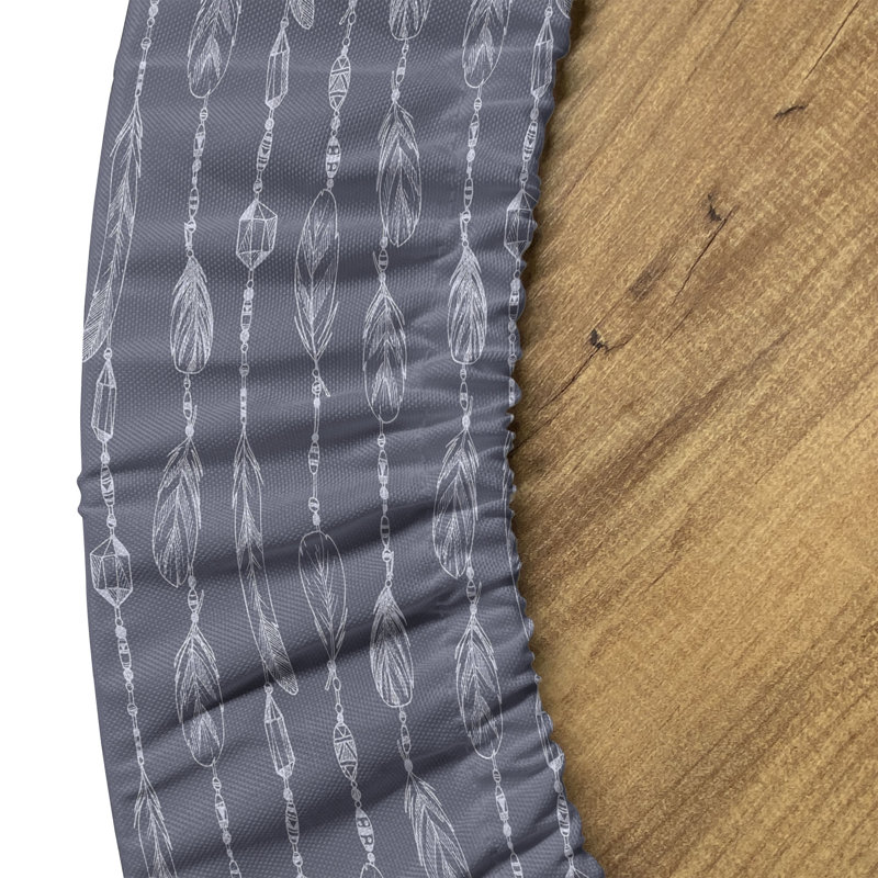 East Urban Home Feather Fitted Round Tablecloth Diameter Purpleblue White, 64.17" Round