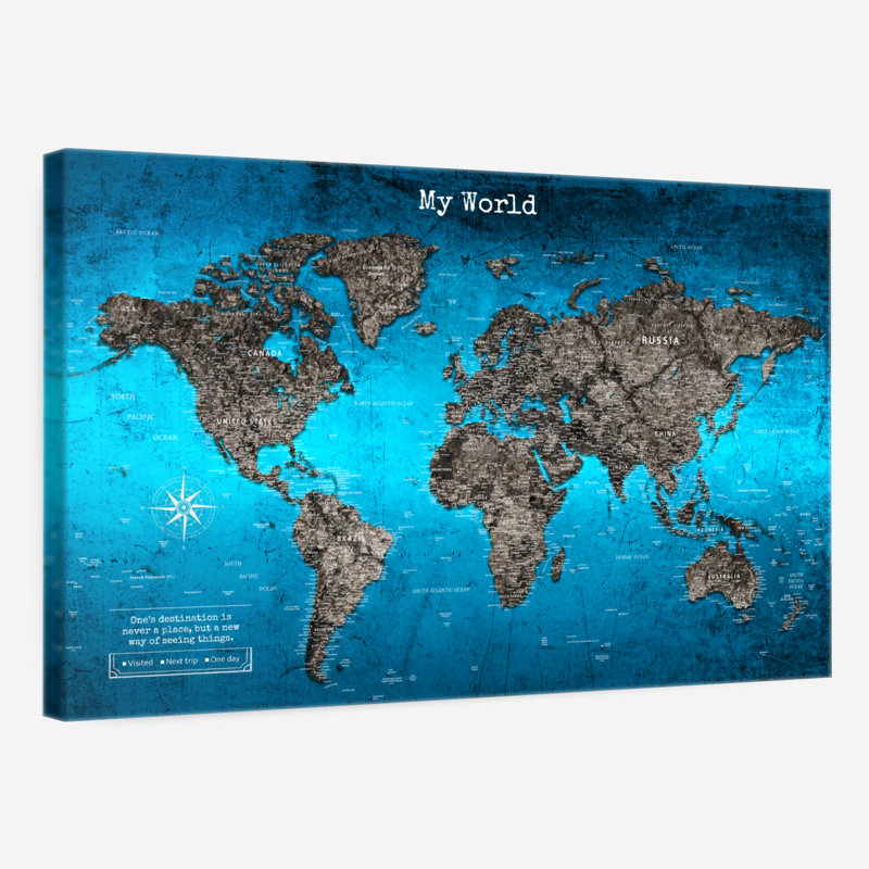My World, punaise, voyage, Amrico III, H 26 po x l 39 po
