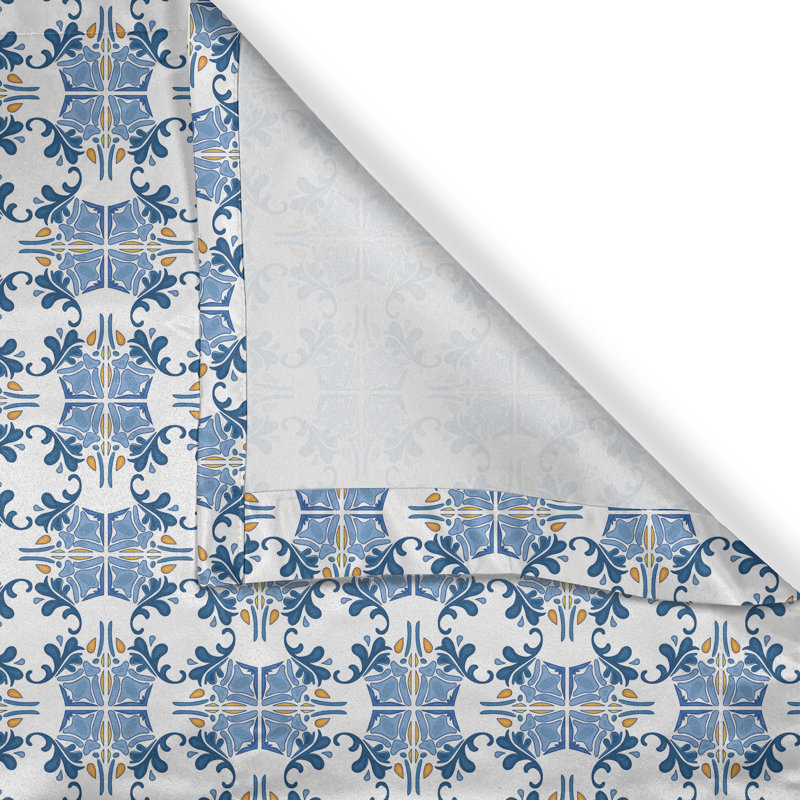 Rideau décoratif à 2 panneaux avec œillets Astoria Grand Traditional, 50 po x 84 po, bleu jaune, L 50 po x L 108 po