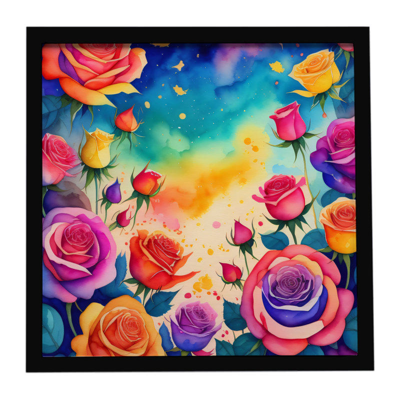 Colorful Roses Framed Metal Print