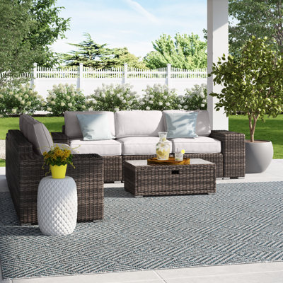 Demarest Wicker Fully Assembled 6 - Person Seating Group with Cushions