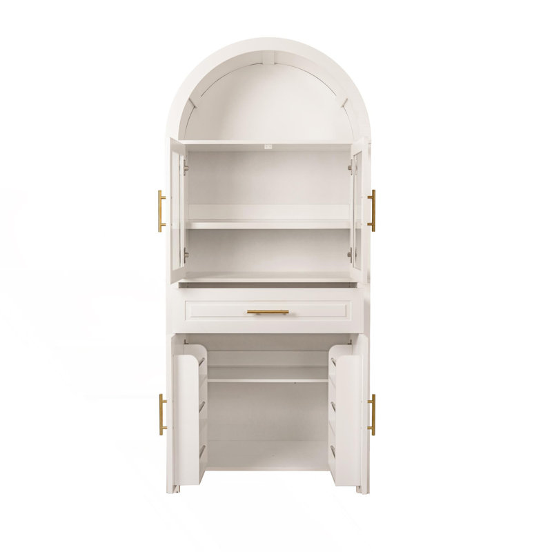 Garde-manger arqué avec porte vitrée, Blanc