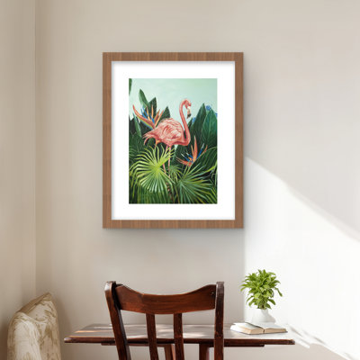 Flamant tropical - reproduction encadrée mat pour décor de chambre à coucher