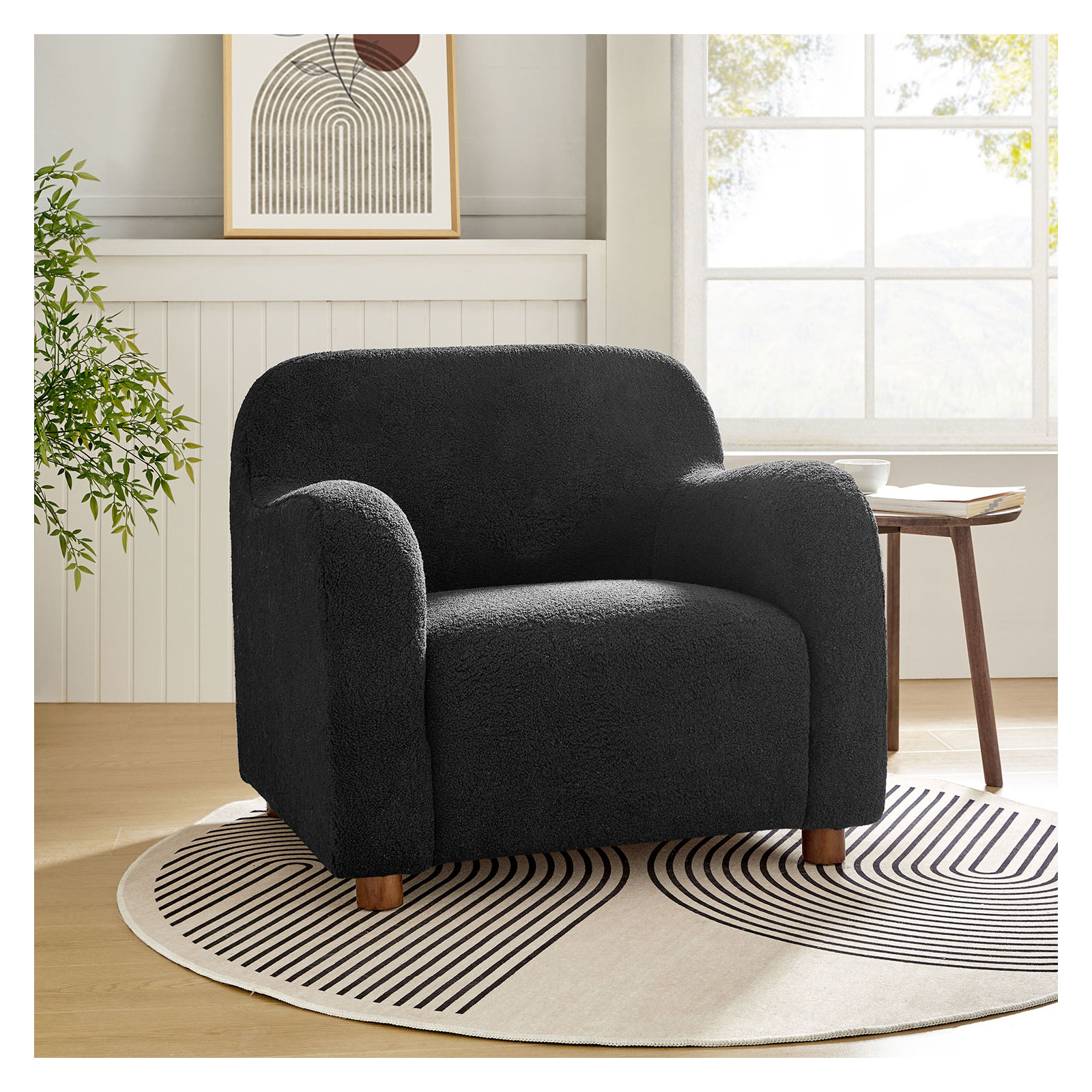 Berken Boucle Armchair, Onyx
