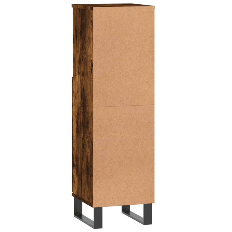 Makisha Floor Mounted Linen Cabinet, Smoked Oak