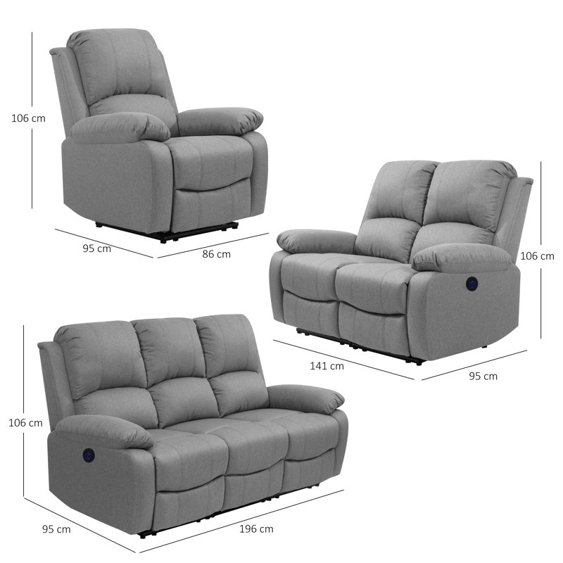 Nerin 3 - Piece Living Room Set, Light Grey