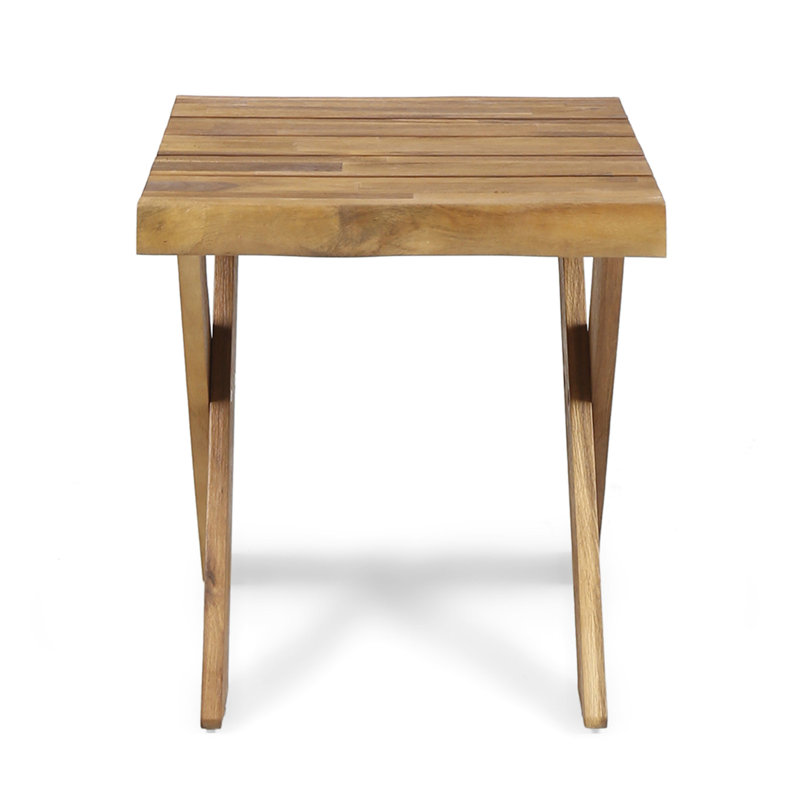 Sandblast Finished Side Table - Wood, 18.1" High, Rustic Charm For Backyard Wood Finish, 18.1 Inches, Outdoor Decor