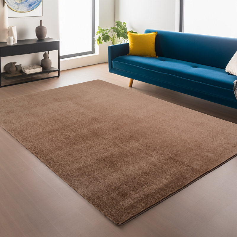 Solid Colour Knitted Area Rug, Rectangle 60 x 100 cm, Mocha