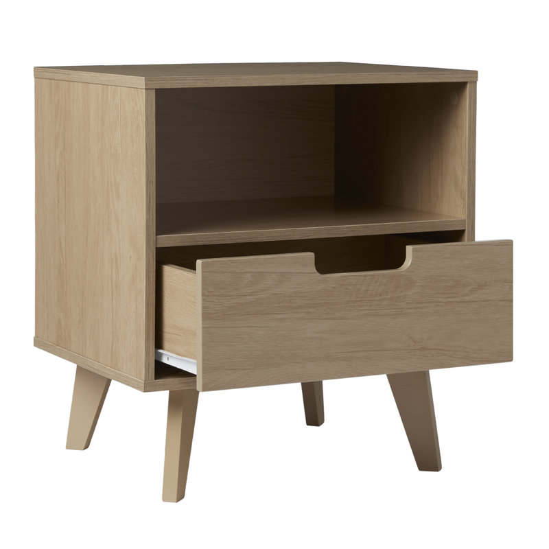 Grandwood 1-Drawer Nightstand with Open Cubby, Riviera