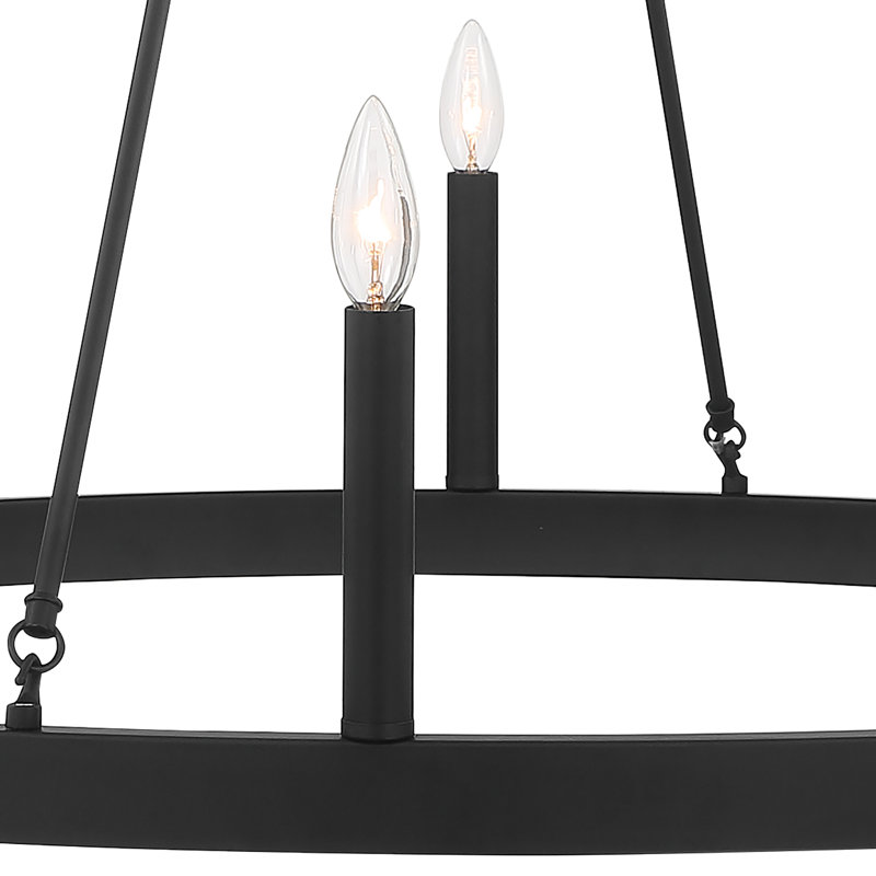 Madalyn 12-Light Chandelier, Crackle White/Classic Black