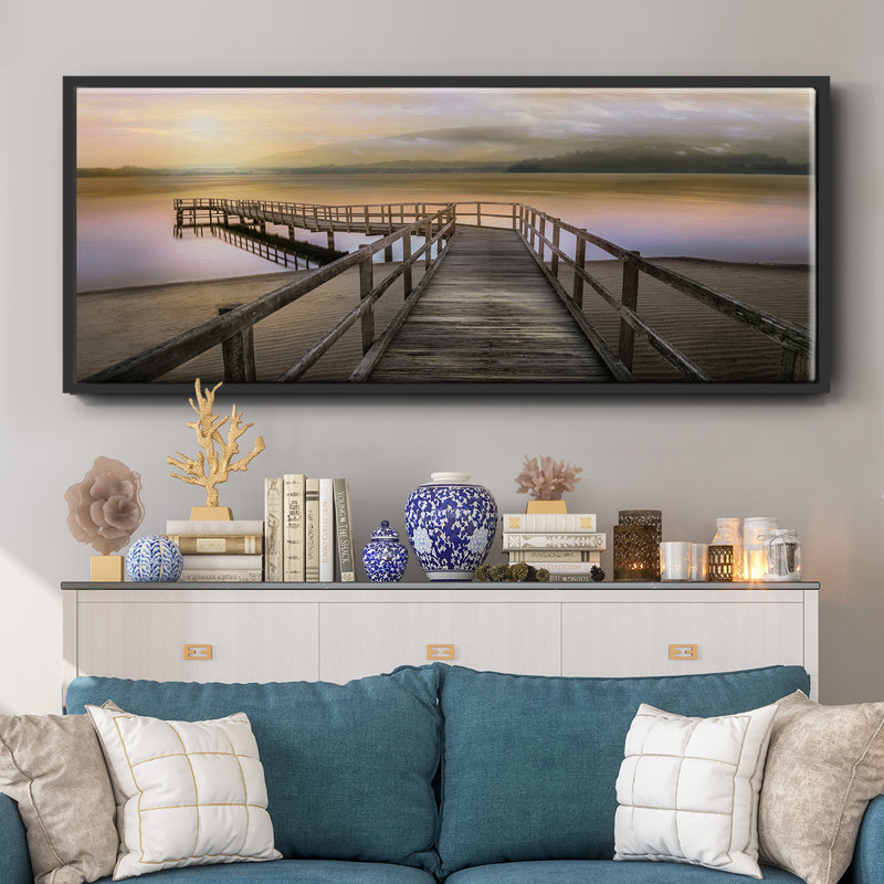 «Morning on the Lake», toile encadrée, H 20 po x l 50 po