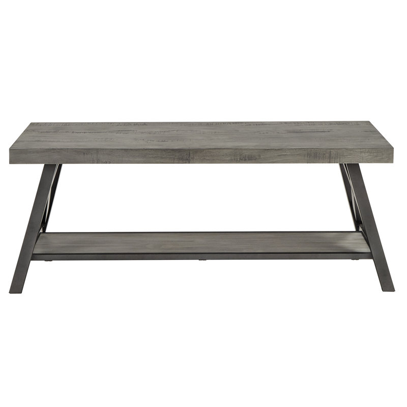 Table basse à tréteaux avec rangement Isakson, Gris