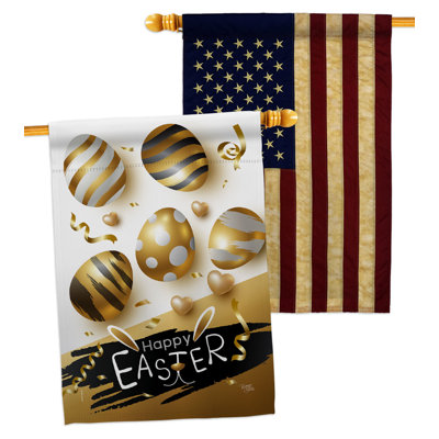 Drapeau de maison 40 po x 28 po Golden Eggs Party