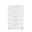Commode 5 tiroirs avec poignées, blanc - armoire de rangement moderne