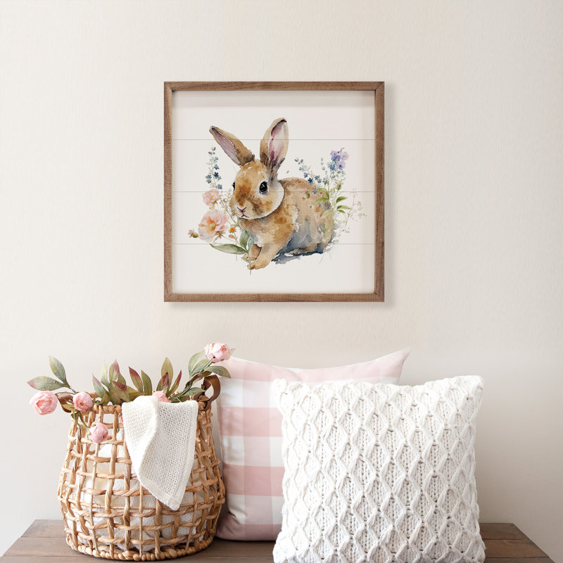 Spring Garden Bunny Floral, 12" H x 12" W