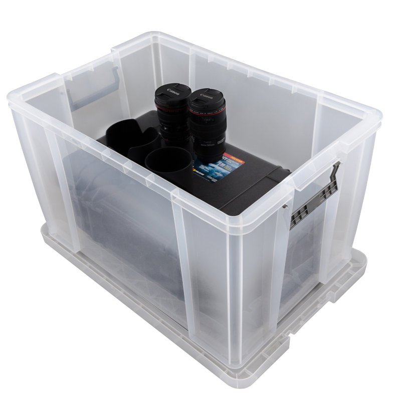 Whitefurze Allstore Storage Box with Lid & Silver Clamp - Clear
