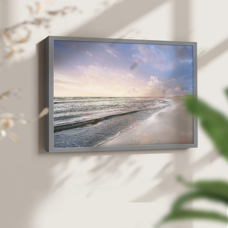 Zoey Beach -Framed Print - Restickable, H 22 po x l 28 po, Gris