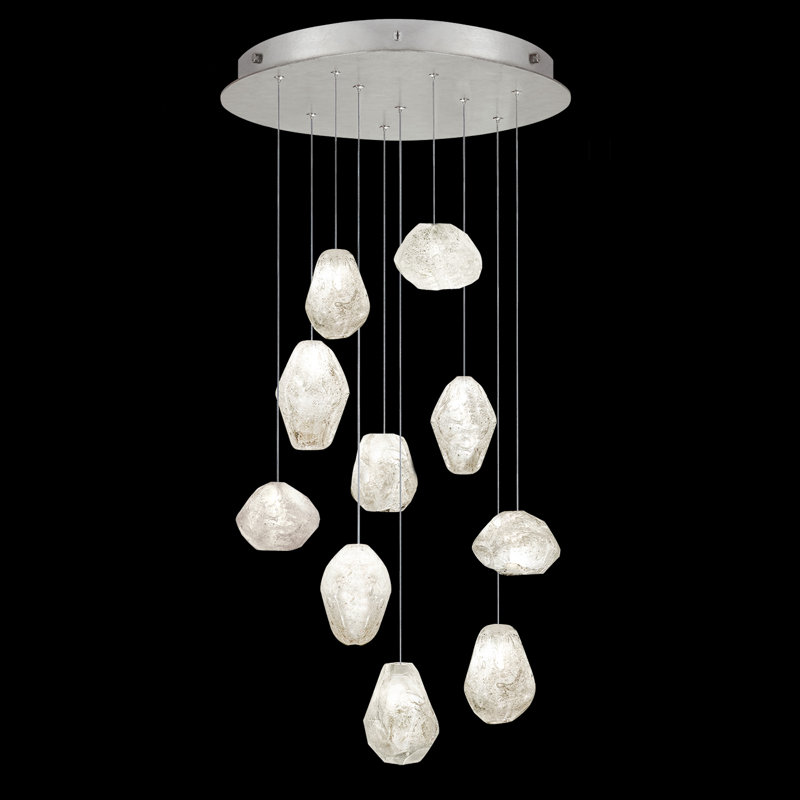 Natural Inspirations 10 - Light Pendant, 4.5" H x 32" W x 32" D, Silver/Clear Quartz, 16