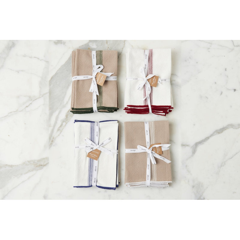Dinner Napkins, Vintage Stripe, Merlot Red