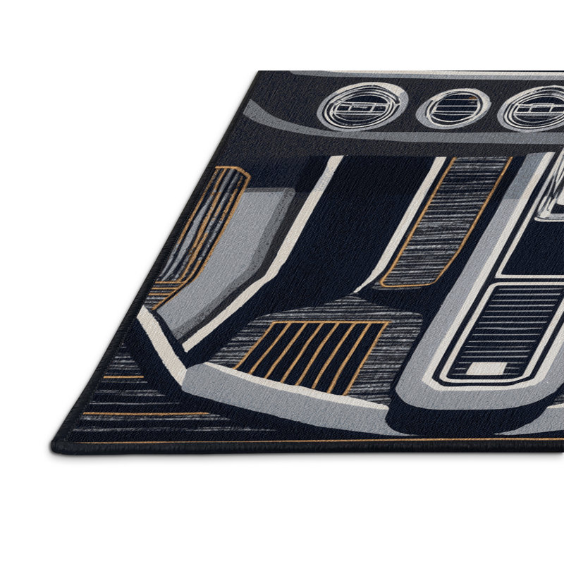 Machine Washable Transportation Grey Area Rug, Rectangle 2' x 3'