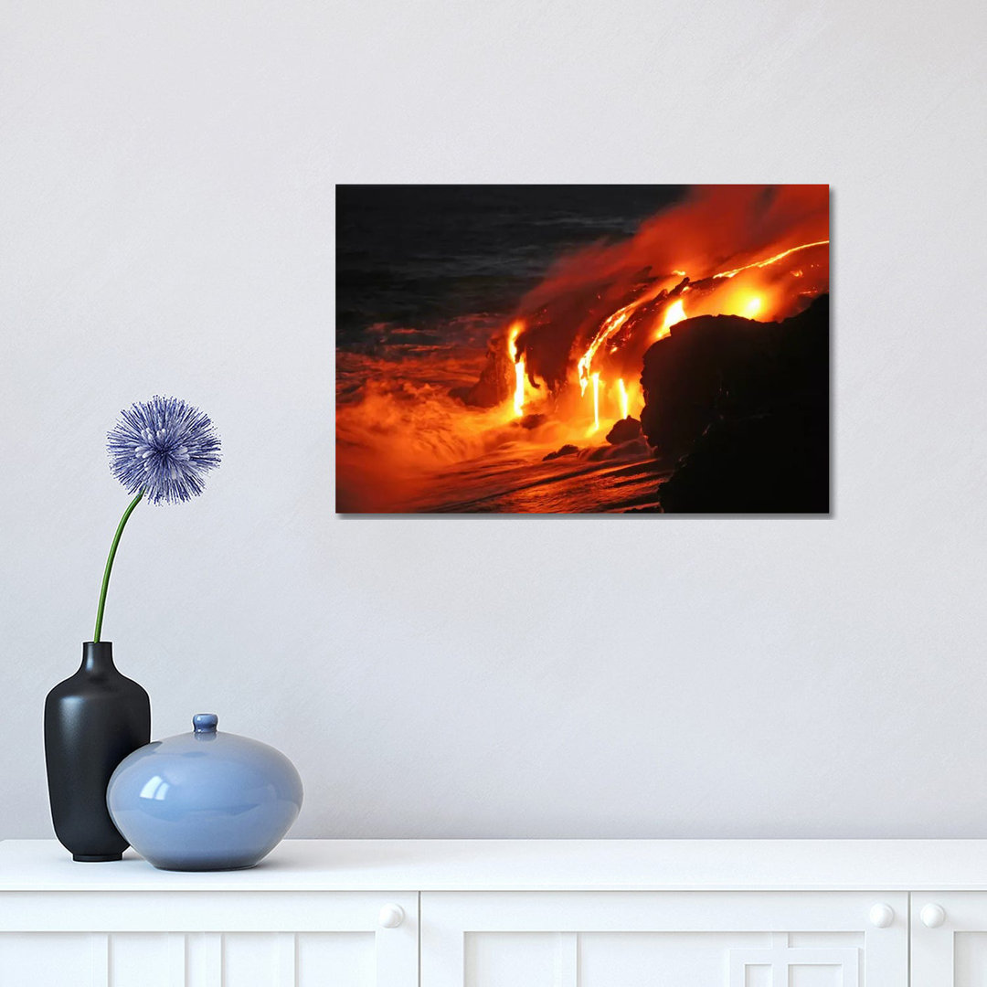 Kilauea Lava Flow Sea Entry, Big Island, Hawaii III by Martin Rietze - Wrapped Canvas Print