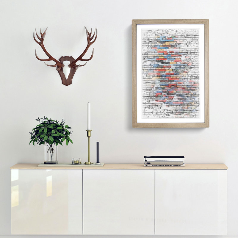 Toy Bricks in Abstract - Framed Print, Oak, 50cm H x 35cm W x 2cm D