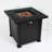 Steel Fire Pit Table 28inch Square, Propane, 23.73in Height, No Guard, Adjustable Square Propane Table, Steel, 28.39in Depth And Width,