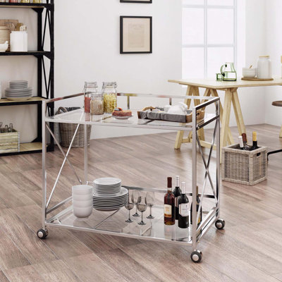 Chariot-bar moderne argent - élégant et fonctionnel